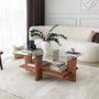 Hanah Home Babylon Mesa de centro de cristal templado y madera